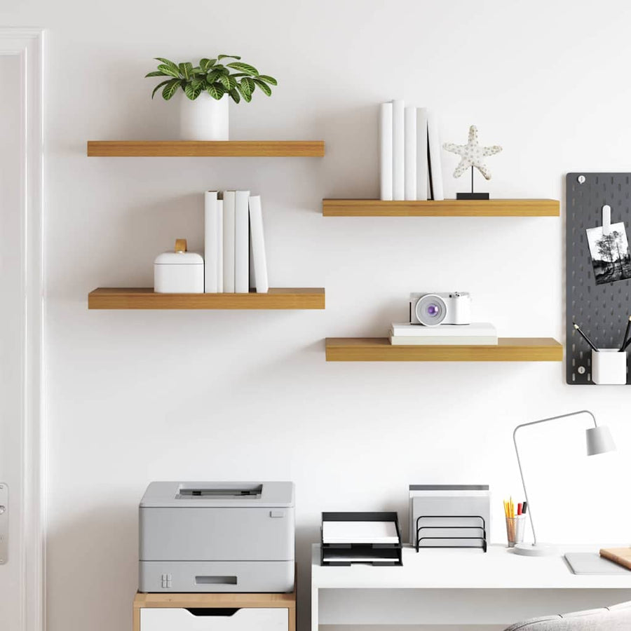 Wandplank met opslag 4 pcs Beige 50 x 23 x 4 cm Bewerkt hout