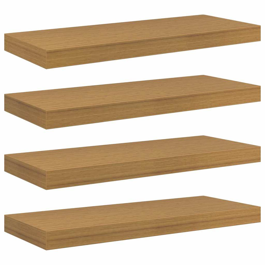 Wandplank met opslag 4 pcs Beige 50 x 23 x 4 cm Bewerkt hout