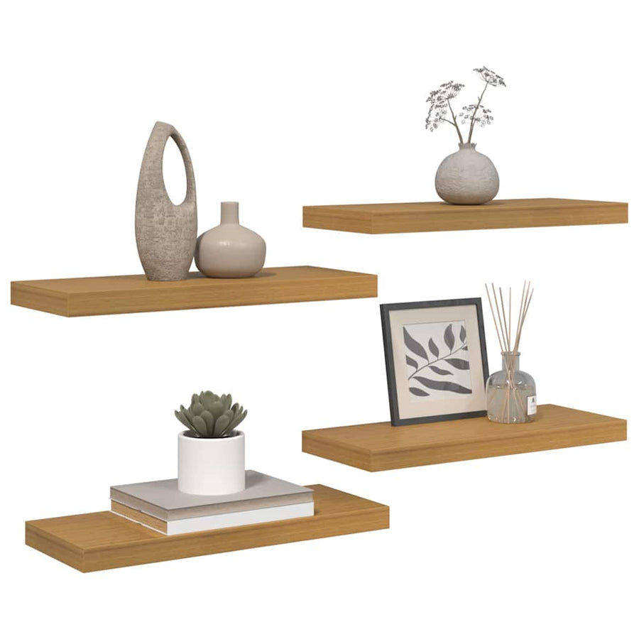 Wandplank met opslag 4 pcs Beige 50 x 23 x 4 cm Bewerkt hout