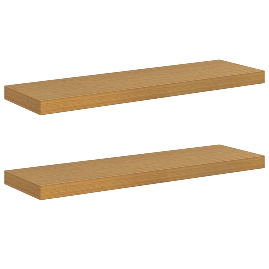 Wandplank met opslag 2 pcs Beige 80 x 23,5 x 4 cm Bewerkt hout