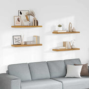 Wandplank 80x23.5x4 cm bewerkt hout beige 4 stuks