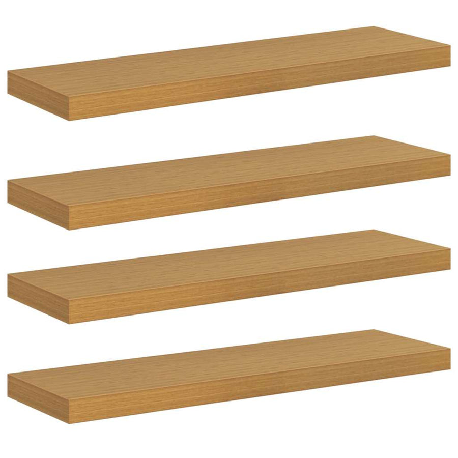 Wandplank met opslag 4 pcs Beige 80 x 23,5 x 4 cm Bewerkt hout
