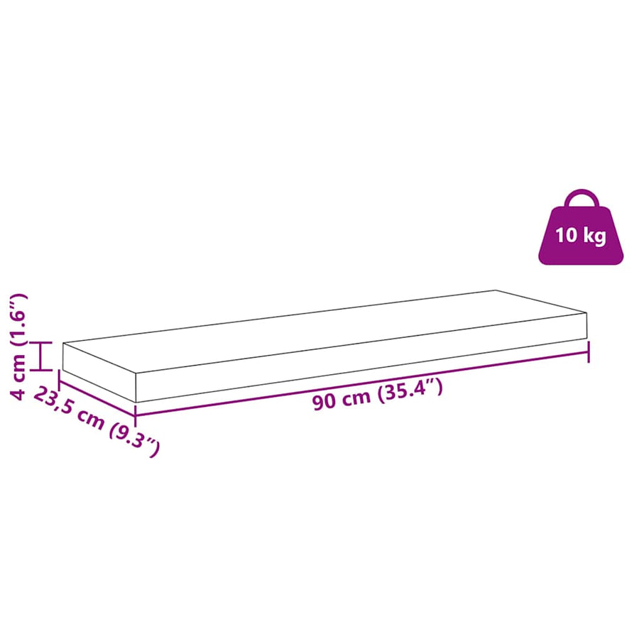 Wandplank Wandgemonteerd Beige 90 x 23,5 x 4 cm Bewerkt hout