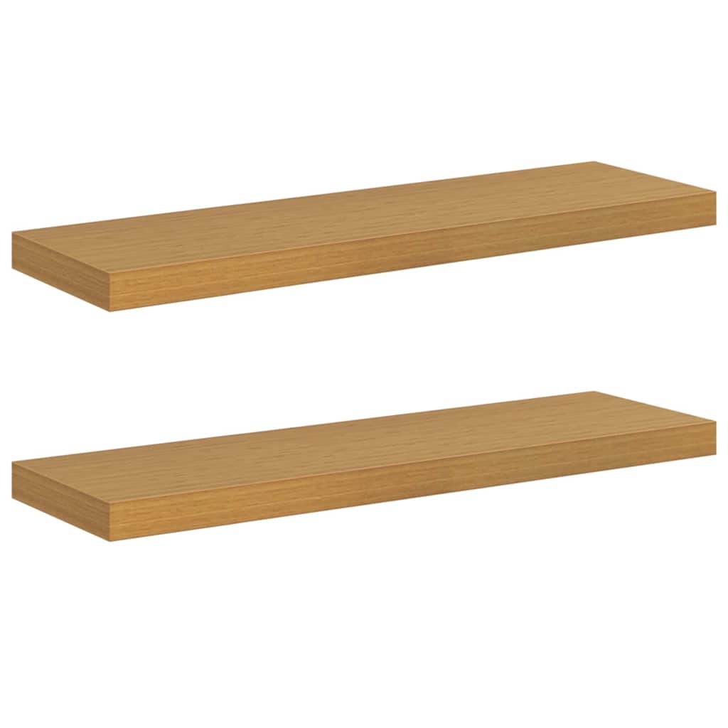 Wandplank met opslag 2 pcs Beige 90 x 23,5 x 4 cm Bewerkt hout