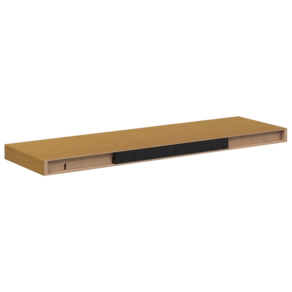 Wandplank met opslag 2 pcs Beige 90 x 23,5 x 4 cm Bewerkt hout