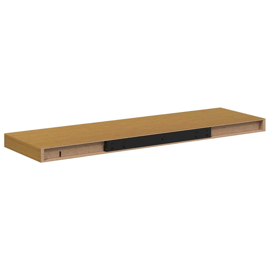Wandplank met opslag 2 pcs Beige 90 x 23,5 x 4 cm Bewerkt hout