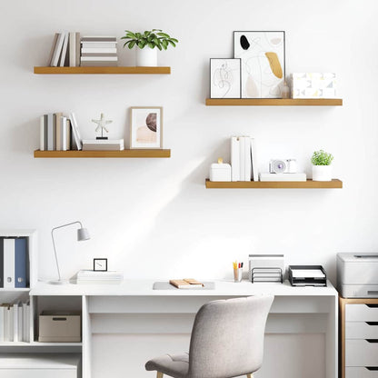Wandplank met opslag 4 pcs Beige 90 x 23,5 x 4 cm Bewerkt hout