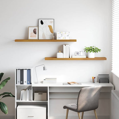 Wandplank met opslag 2 pcs Beige 120 x 23,5 x 4 cm Bewerkt hout