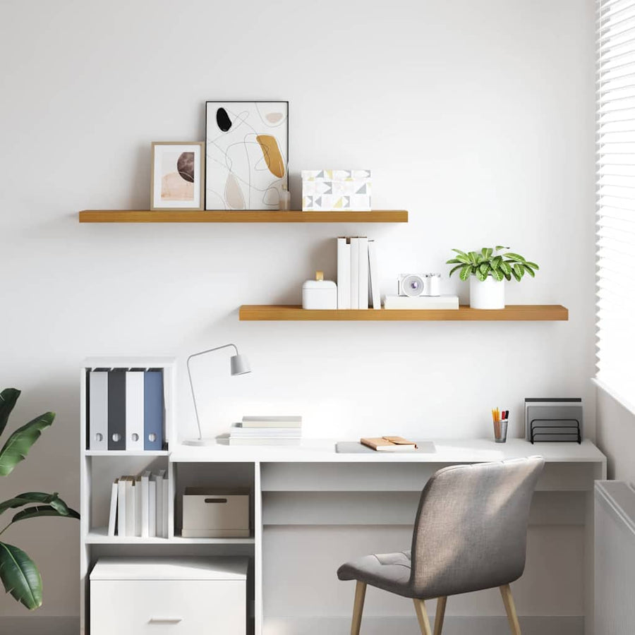 Wandplank met opslag 2 pcs Beige 120 x 23,5 x 4 cm Bewerkt hout
