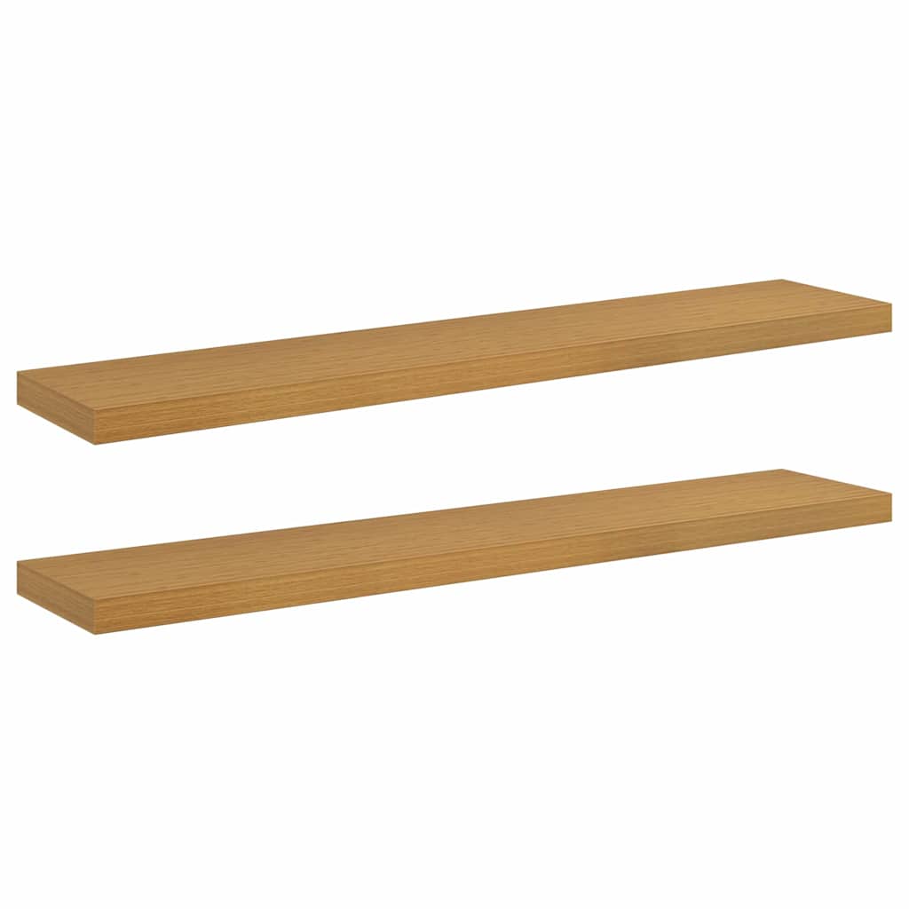 Wandplank met opslag 2 pcs Beige 120 x 23,5 x 4 cm Bewerkt hout