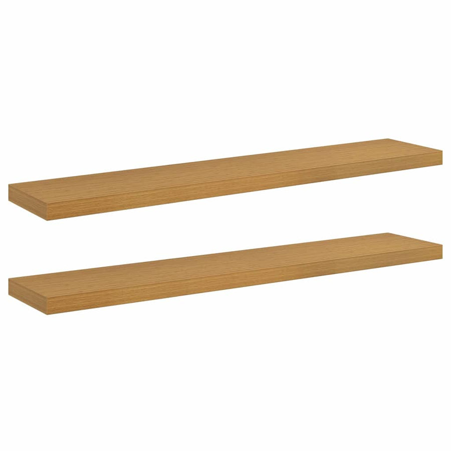 Wandplank met opslag 2 pcs Beige 120 x 23,5 x 4 cm Bewerkt hout