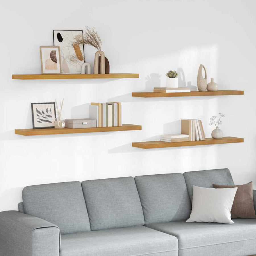 Wandplank met opslag 4 pcs Beige 120 x 23,5 x 4 cm Bewerkt hout