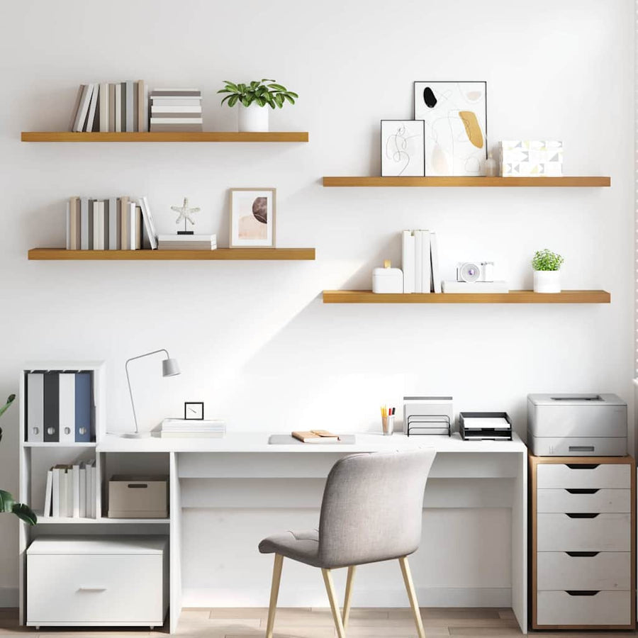 Wandplank met opslag 4 pcs Beige 120 x 23,5 x 4 cm Bewerkt hout