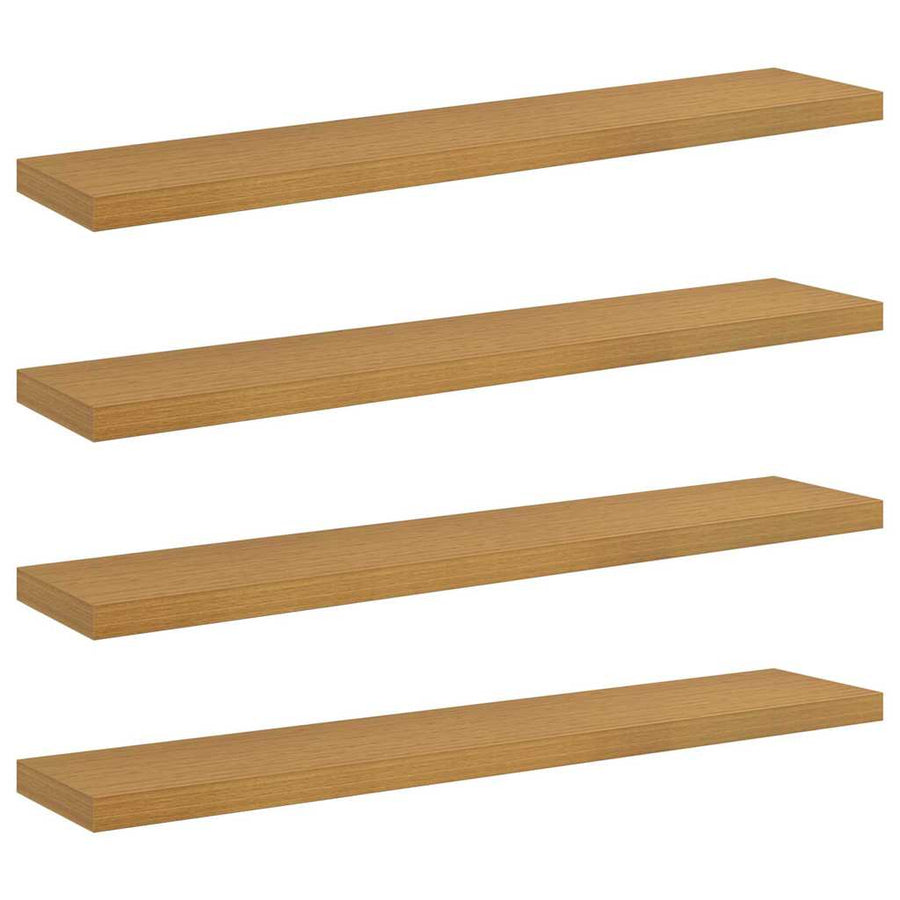 Wandplank met opslag 4 pcs Beige 120 x 23,5 x 4 cm Bewerkt hout