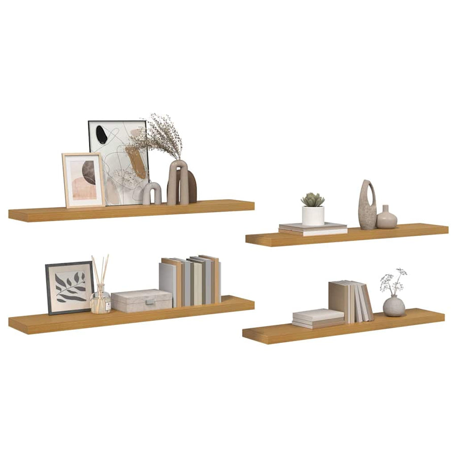 Wandplank met opslag 4 pcs Beige 120 x 23,5 x 4 cm Bewerkt hout