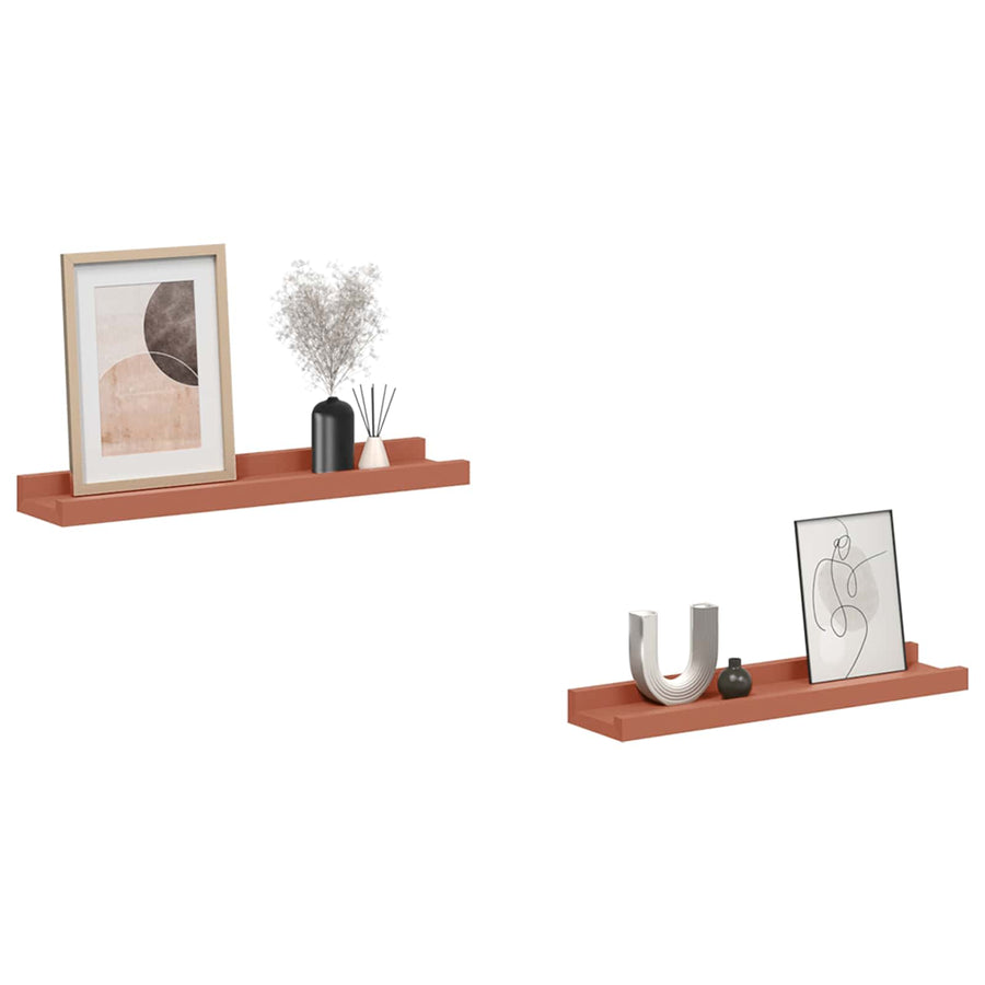 Wandplank met plank 2 pcs Rood 40 x 9 x 3 cm Bewerkt hout