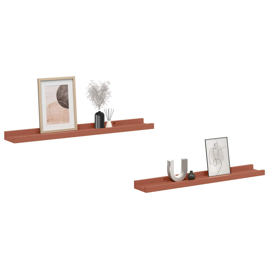 Wandplank met plank 2 pcs Rood 60 x 9 x 3 cm Bewerkt hout