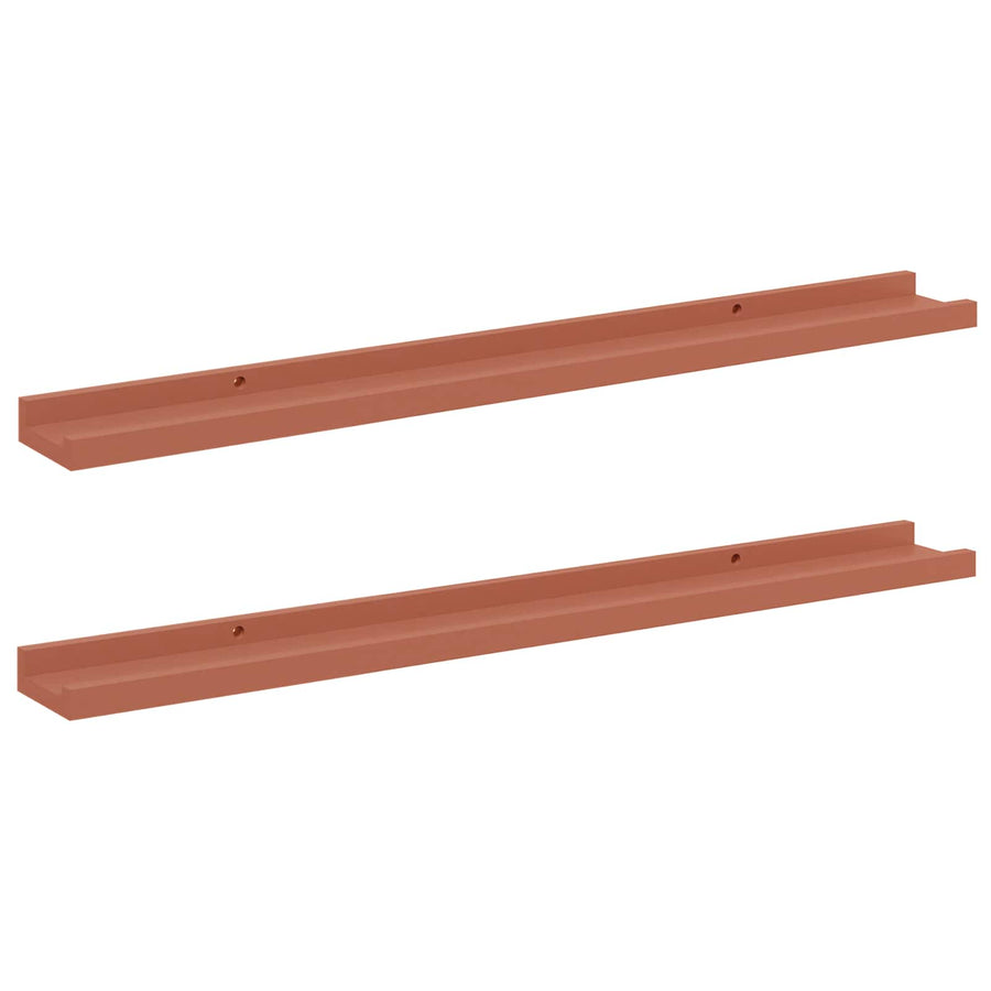 Wandplank met plank 2 pcs Rood 80 x 9 x 3 cm Bewerkt hout