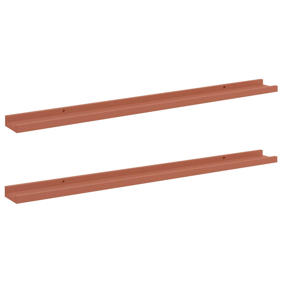 Wandplank met plank 2 pcs Rood 100 x 9 x 3 cm Bewerkt hout
