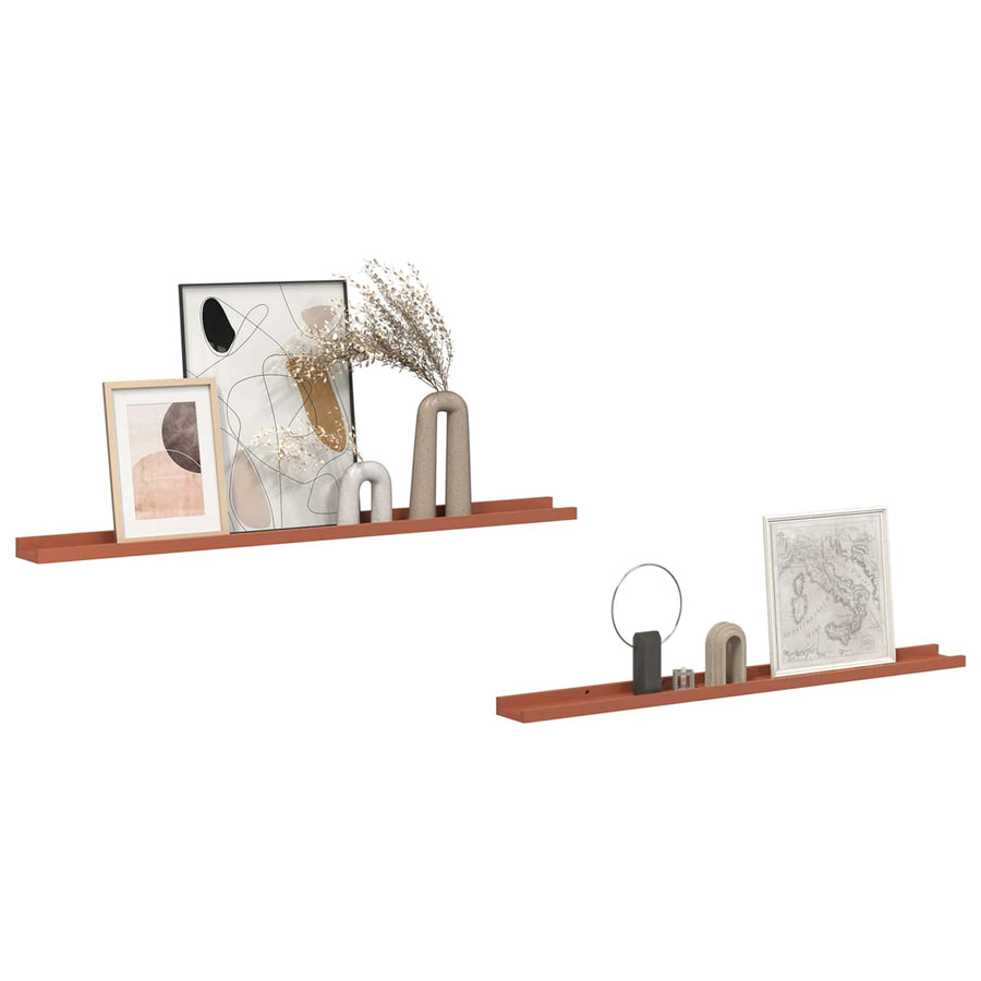 Wandplank met plank 2 pcs Rood 100 x 9 x 3 cm Bewerkt hout