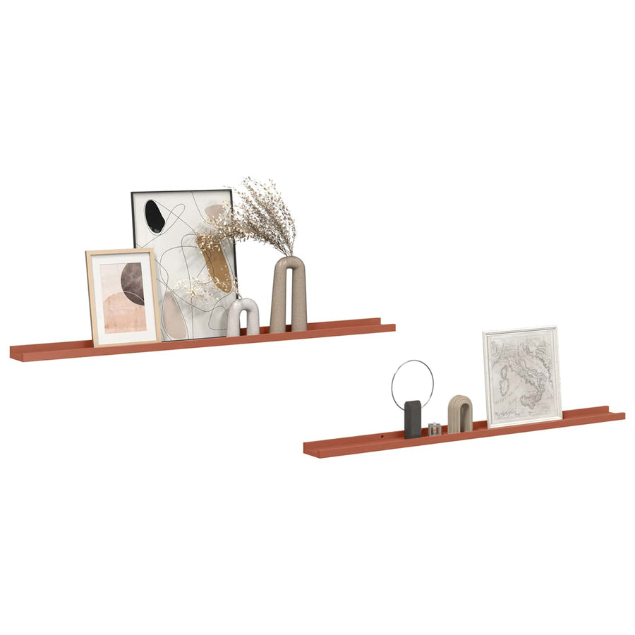 Wandplank met plank 2 pcs Rood 115 x 9 x 3 cm Bewerkt hout