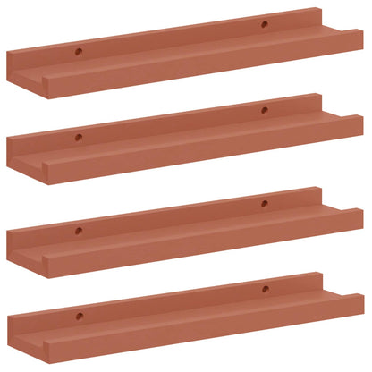Wandplank met plank 4 pcs Rood 40 x 9 x 3 cm Bewerkt hout