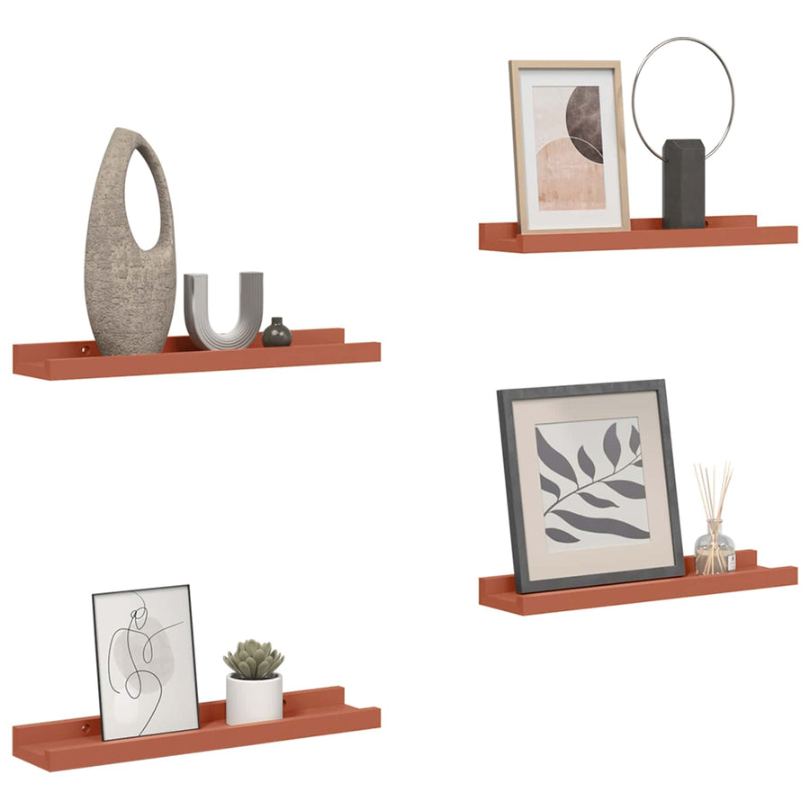 Wandplank met plank 4 pcs Rood 40 x 9 x 3 cm Bewerkt hout