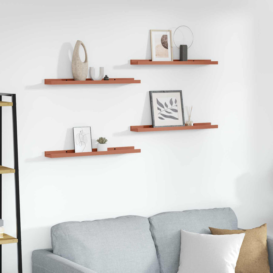 Wandplank met plank 4 pcs Rood 60 x 9 x 3 cm Bewerkt hout