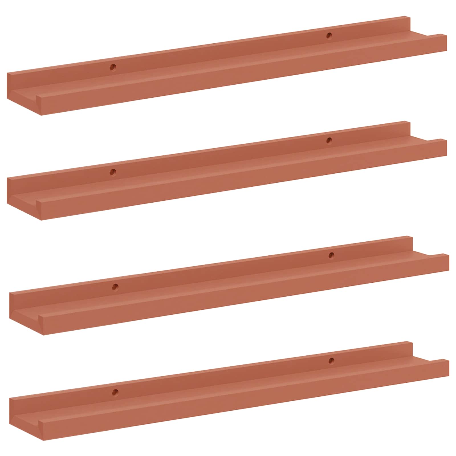 Wandplank met plank 4 pcs Rood 60 x 9 x 3 cm Bewerkt hout
