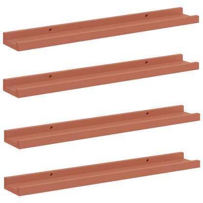Wandplank met plank 4 pcs Rood 60 x 9 x 3 cm Bewerkt hout