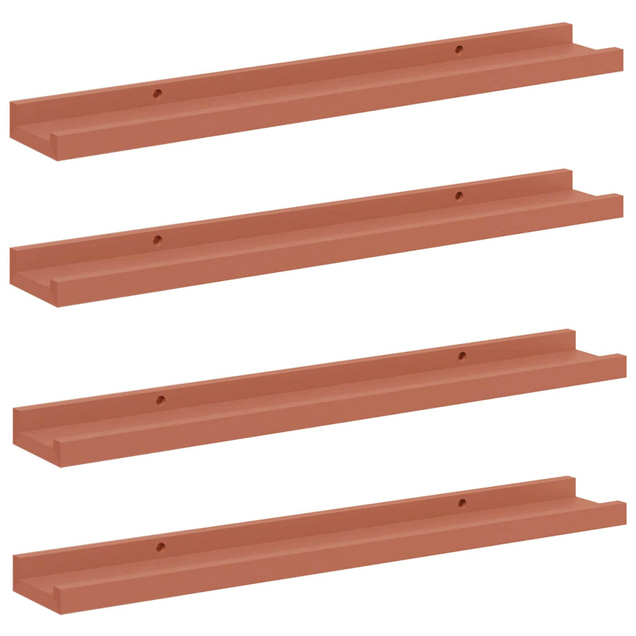 Wandplank met plank 4 pcs Rood 60 x 9 x 3 cm Bewerkt hout