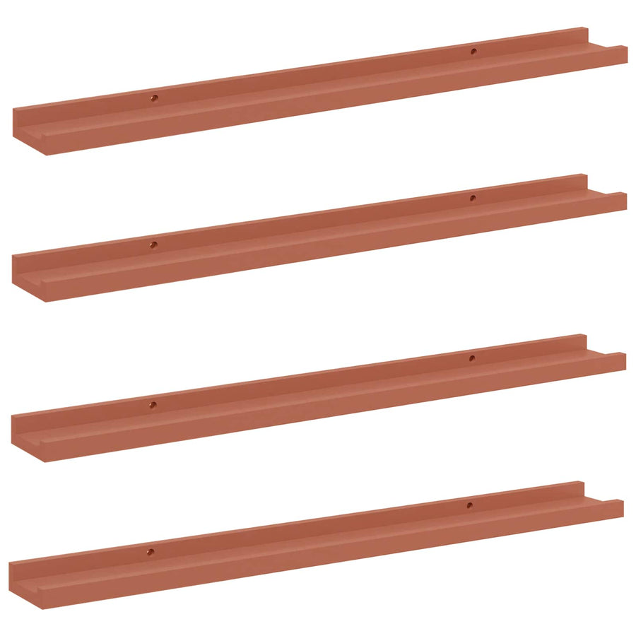 Wandplank met plank 4 pcs Rood 80 x 9 x 3 cm Bewerkt hout