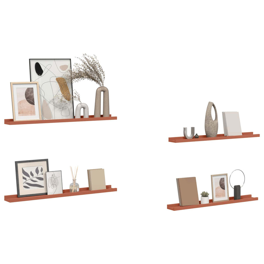 Wandplank met plank 4 pcs Rood 80 x 9 x 3 cm Bewerkt hout