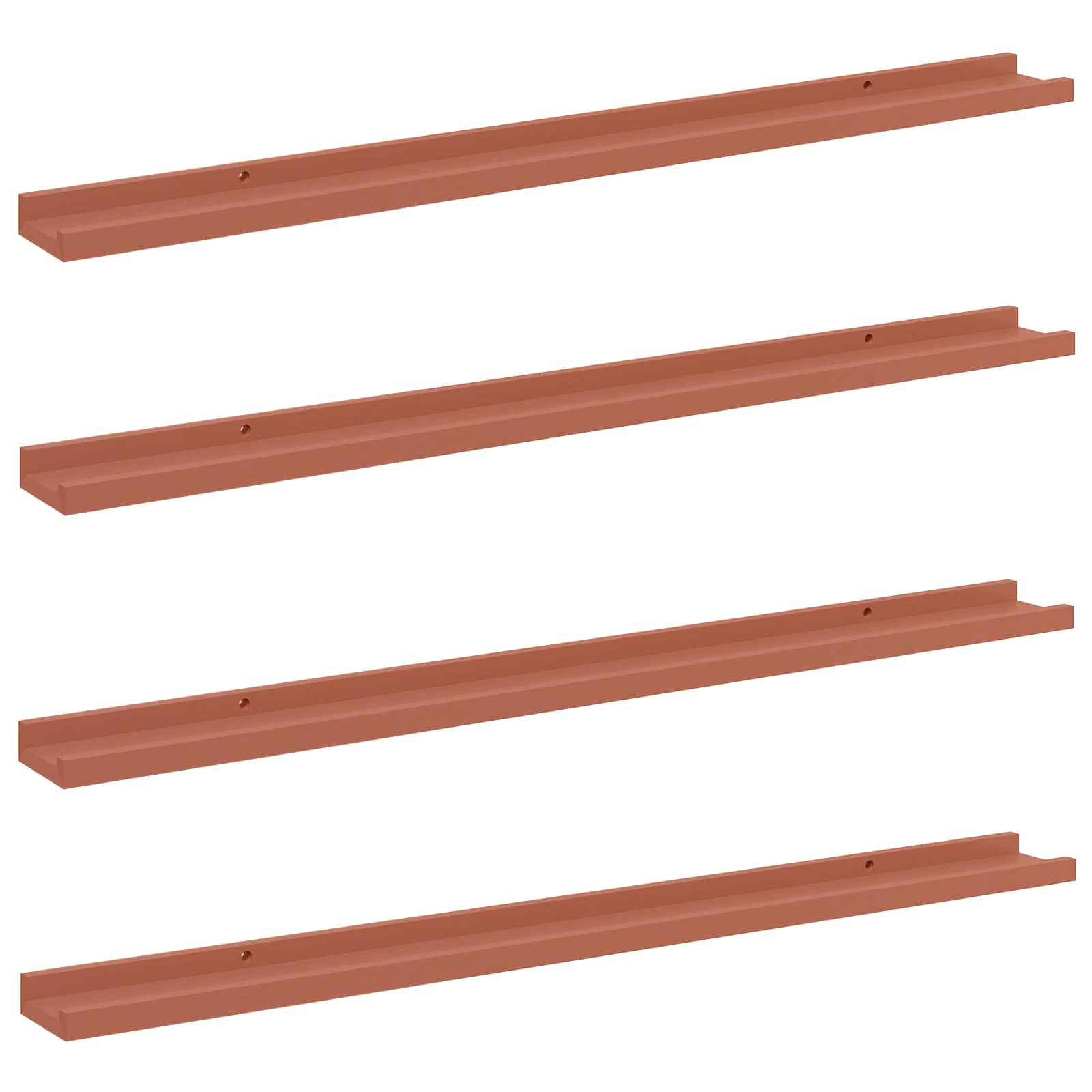 Wandplank met plank 4 pcs Rood 100 x 9 x 3 cm Bewerkt hout