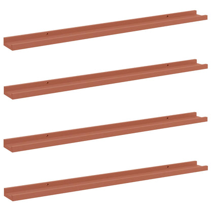 Wandplank met plank 4 pcs Rood 100 x 9 x 3 cm Bewerkt hout