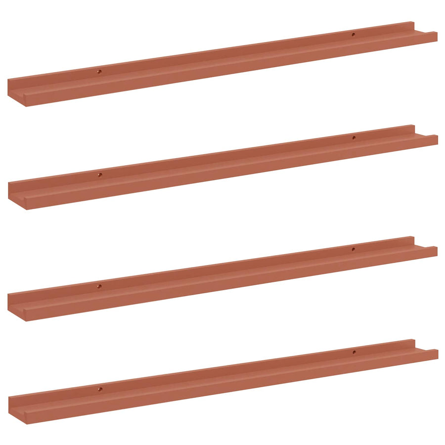 Wandplank met plank 4 pcs Rood 100 x 9 x 3 cm Bewerkt hout