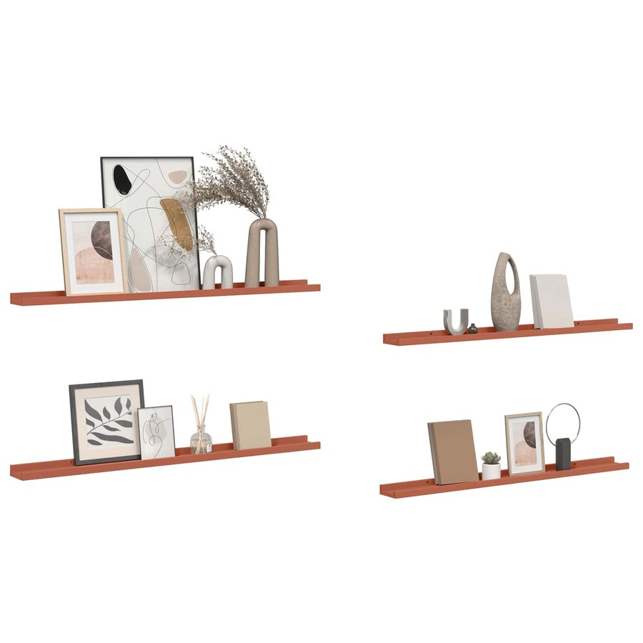 Wandplank met plank 4 pcs Rood 100 x 9 x 3 cm Bewerkt hout
