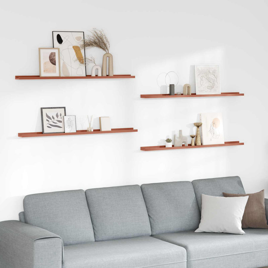 Wandplank met plank 4 pcs Rood 115 x 9 x 3 cm Bewerkt hout