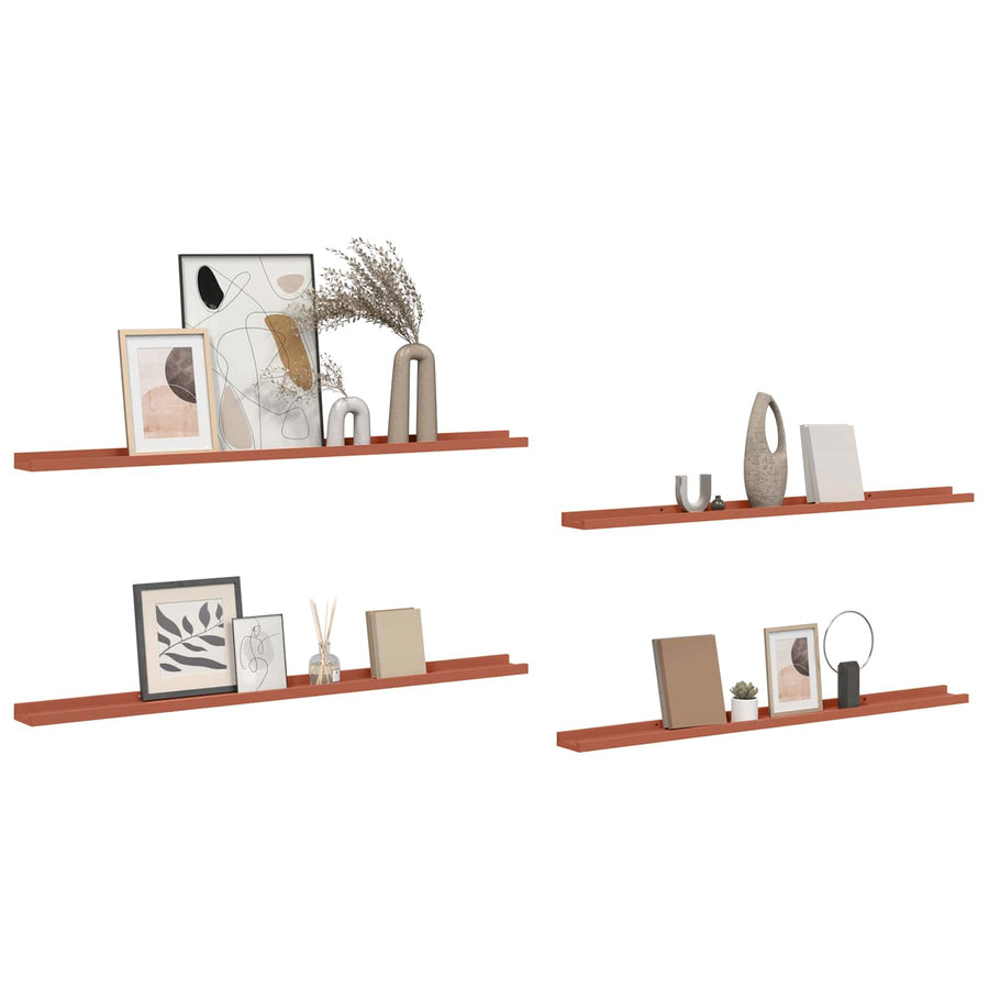 Wandplank met plank 4 pcs Rood 115 x 9 x 3 cm Bewerkt hout
