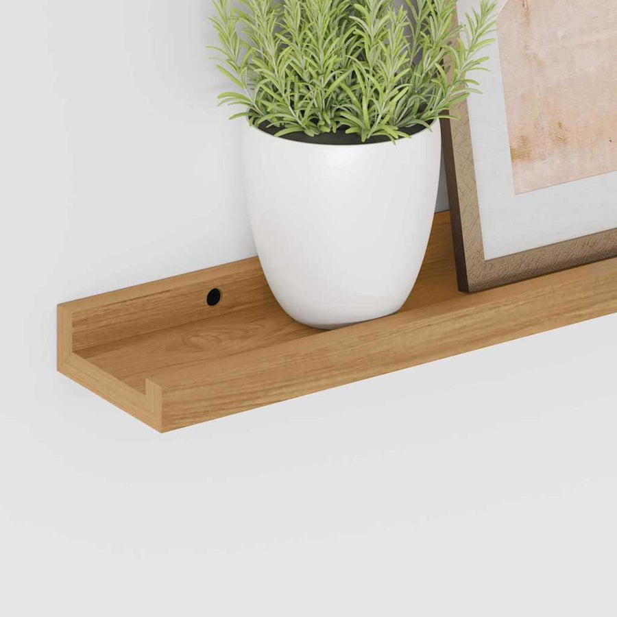 Wandplank met plank 2 pcs Bruin 40 x 9 x 3 cm Bewerkt hout