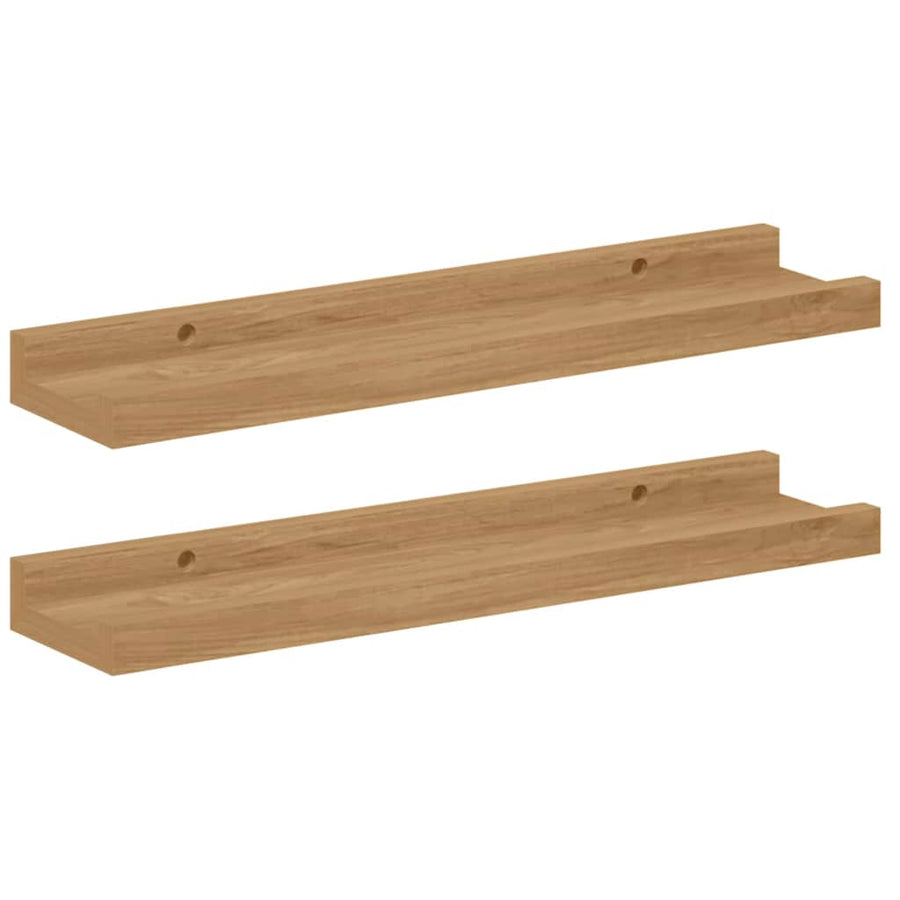 Wandplank met plank 2 pcs Bruin 40 x 9 x 3 cm Bewerkt hout