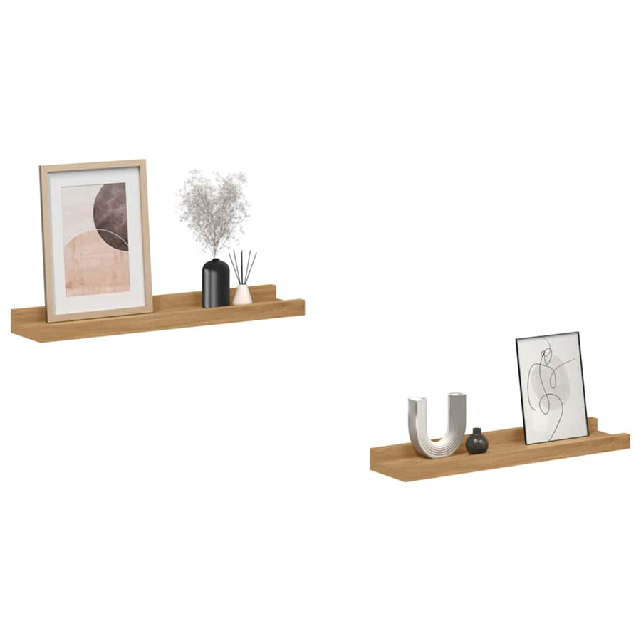 Wandplank met plank 2 pcs Bruin 40 x 9 x 3 cm Bewerkt hout