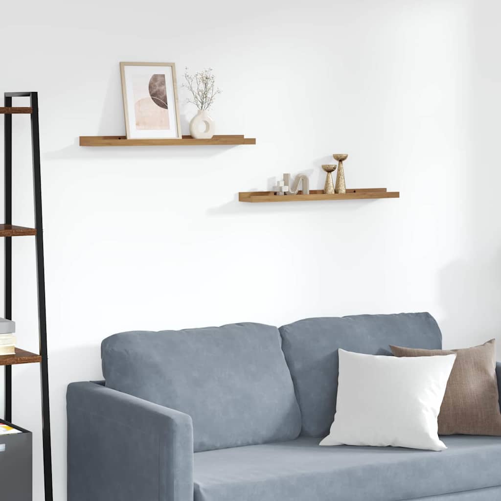 Wandplank met plank 2 pcs Bruin 60 x 9 x 3 cm Bewerkt hout