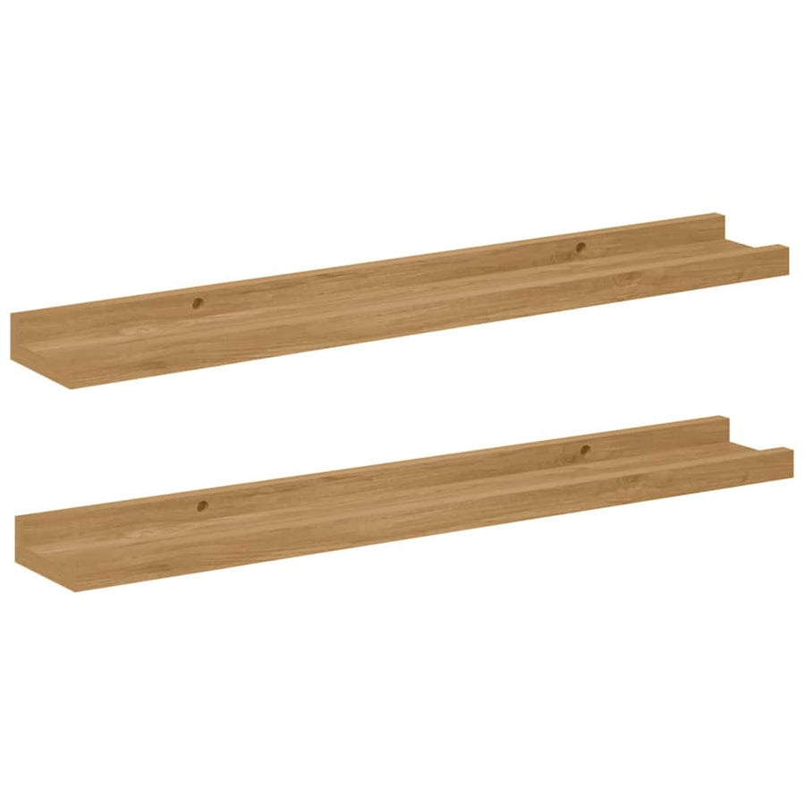 Wandplank met plank 2 pcs Bruin 60 x 9 x 3 cm Bewerkt hout