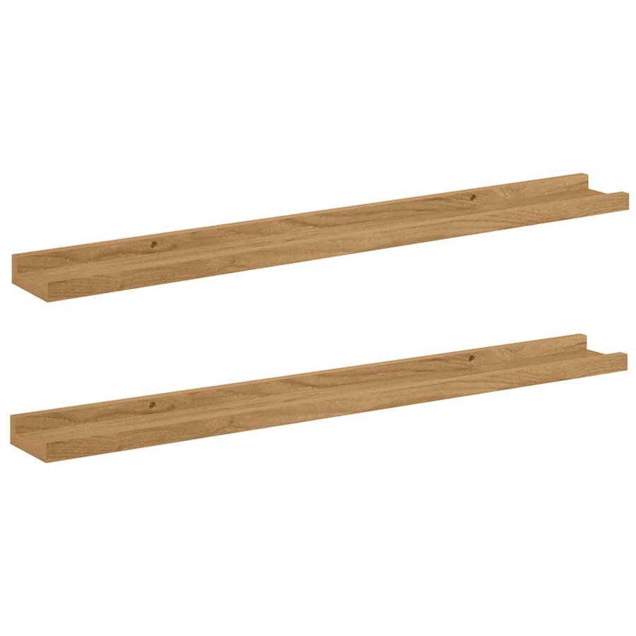 Wandplank met plank 2 pcs Bruin 80 x 9 x 3 cm Bewerkt hout