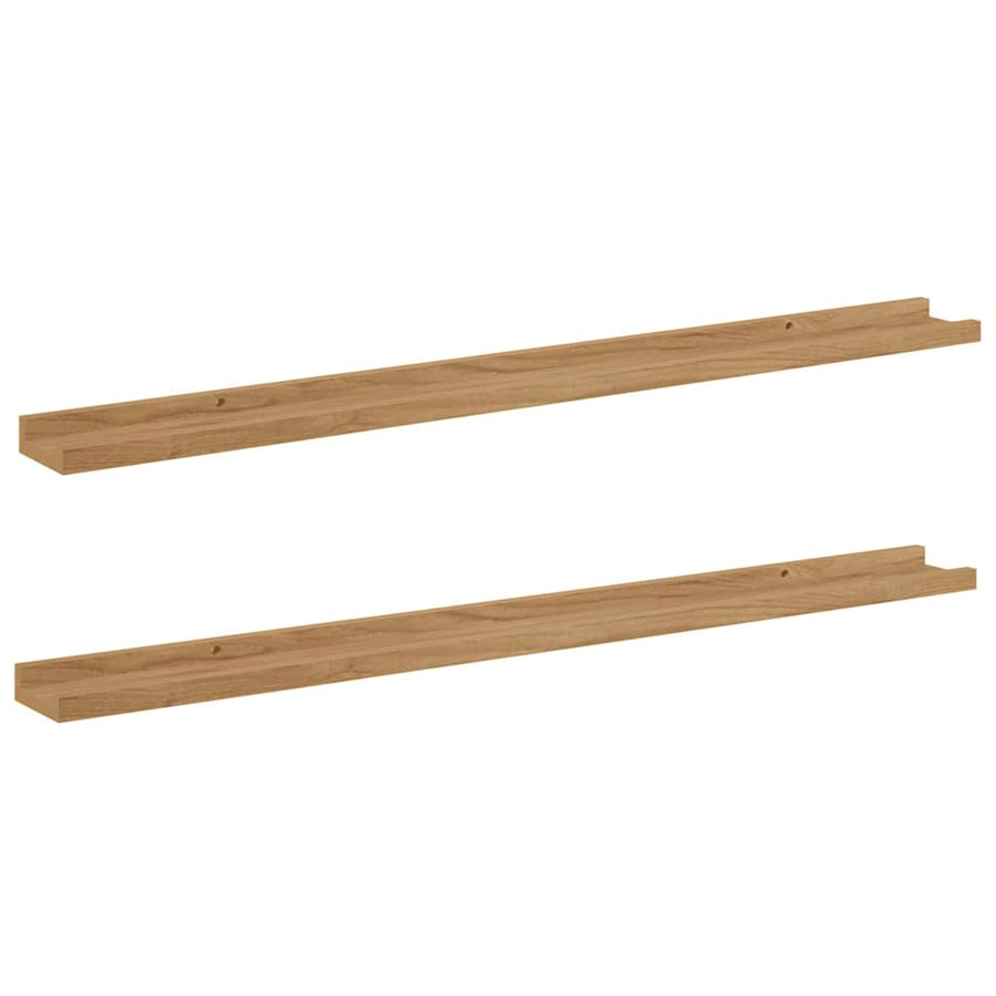 Wandplank met plank 2 pcs Bruin 100 x 9 x 3 cm Bewerkt hout