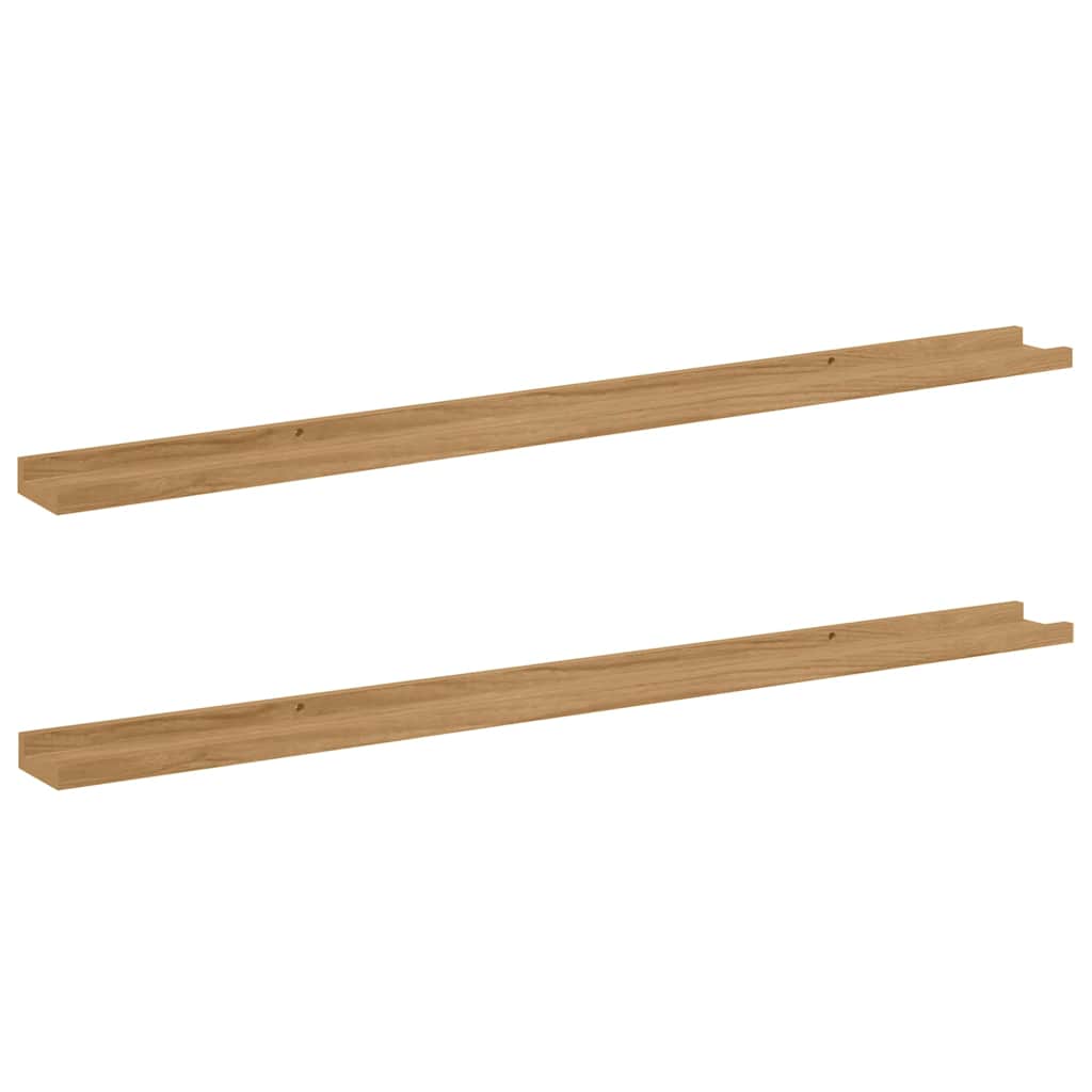 Wandplank met plank 2 pcs Bruin 115 x 9 x 3 cm Bewerkt hout