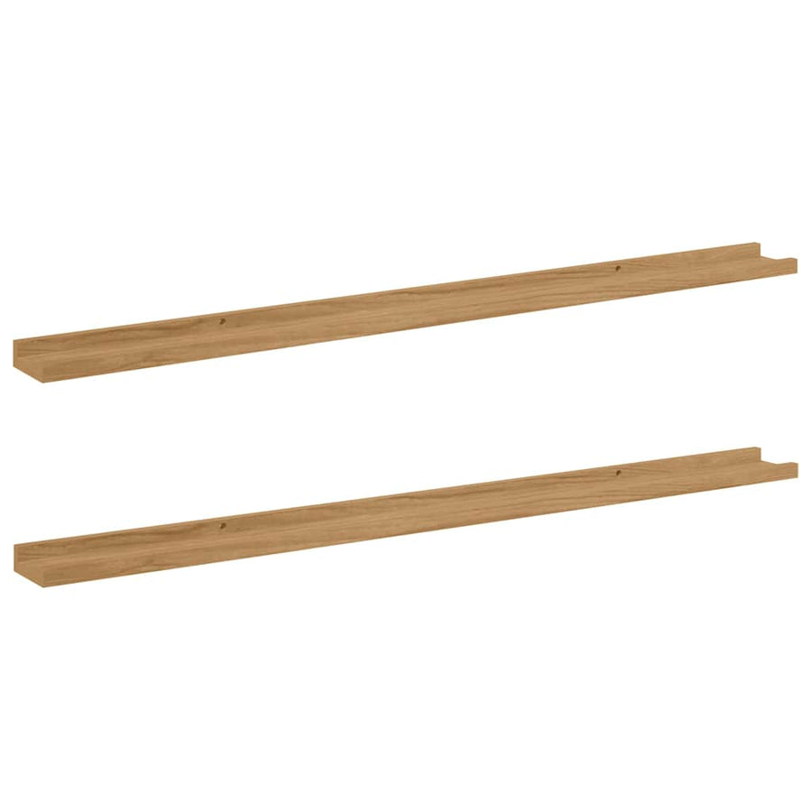 Wandplank met plank 2 pcs Bruin 115 x 9 x 3 cm Bewerkt hout