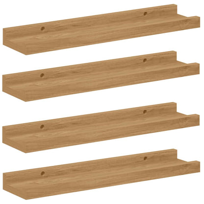 Wandplank met plank 4 pcs Bruin 40 x 9 x 3 cm Bewerkt hout