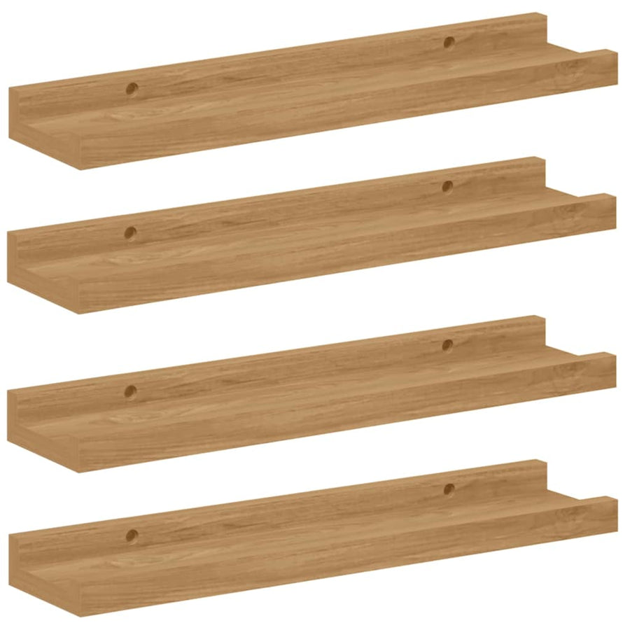 Wandplank met plank 4 pcs Bruin 40 x 9 x 3 cm Bewerkt hout